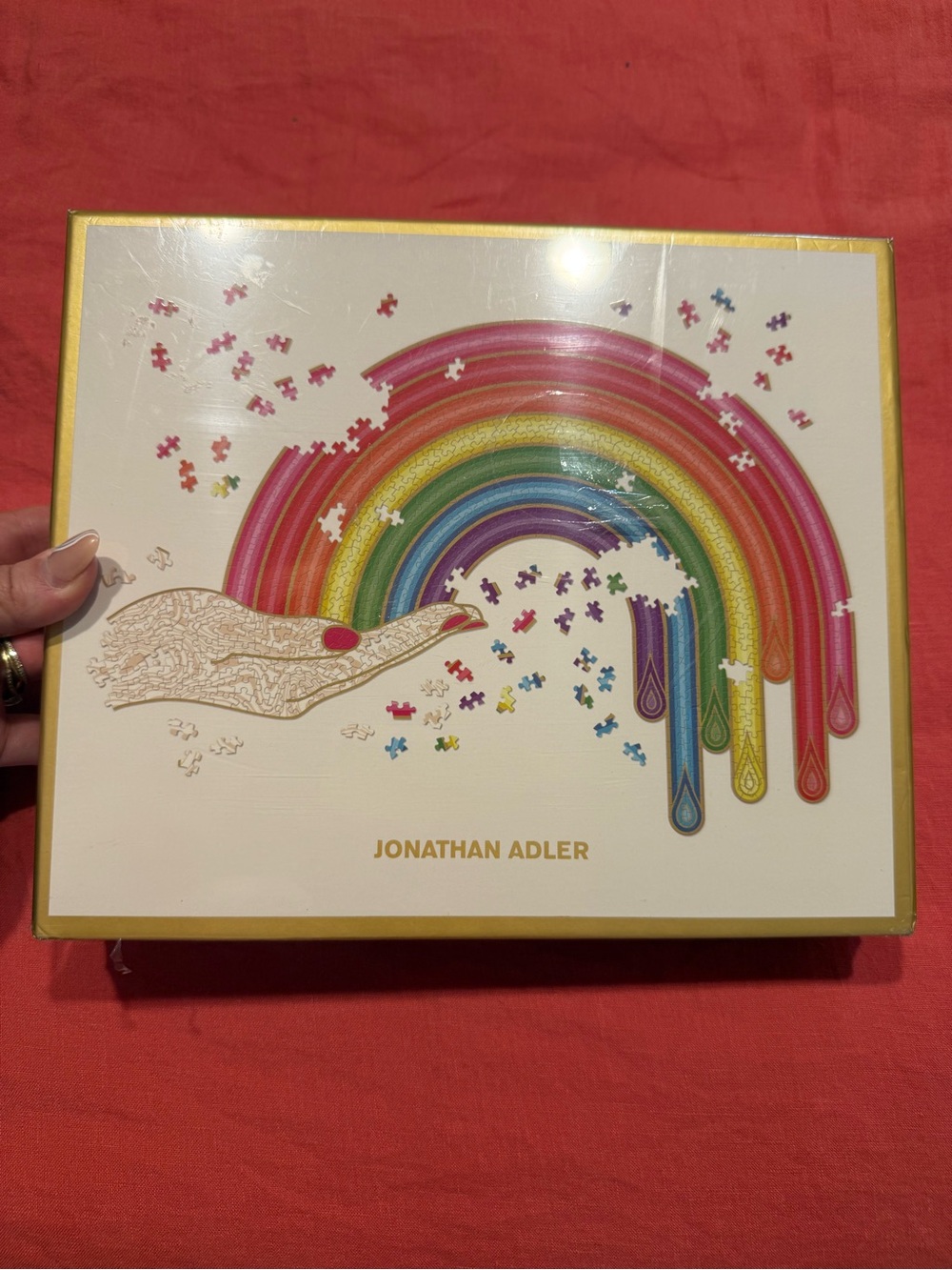NIB JONATHAN ADLER 750 Piece Rainbow Gold Shaped Foil Modern Art Puzzle - Picture 2 of 5